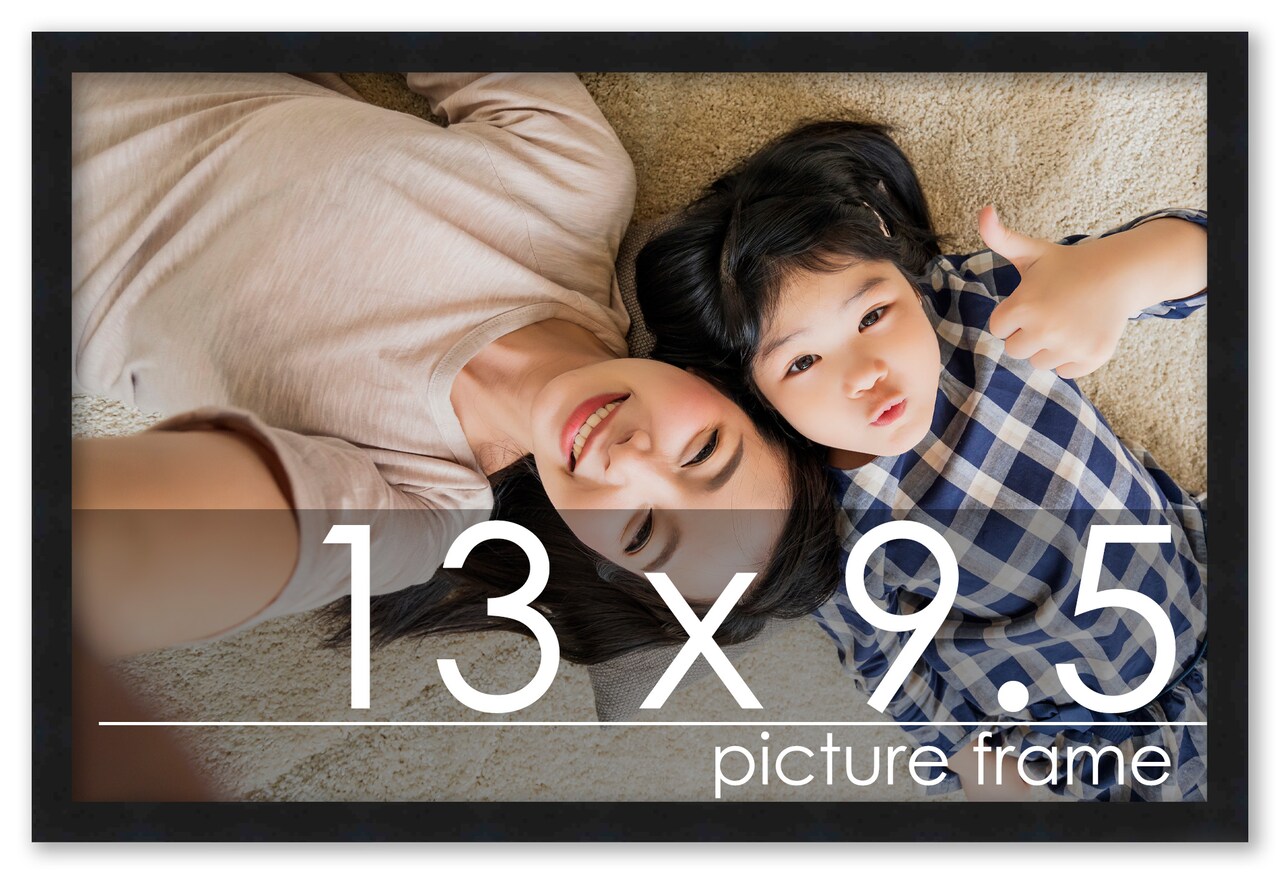 Photo Size Classic Modern Black Frame - UV Acrylic, Foam Board Backing, Hanging Hardware